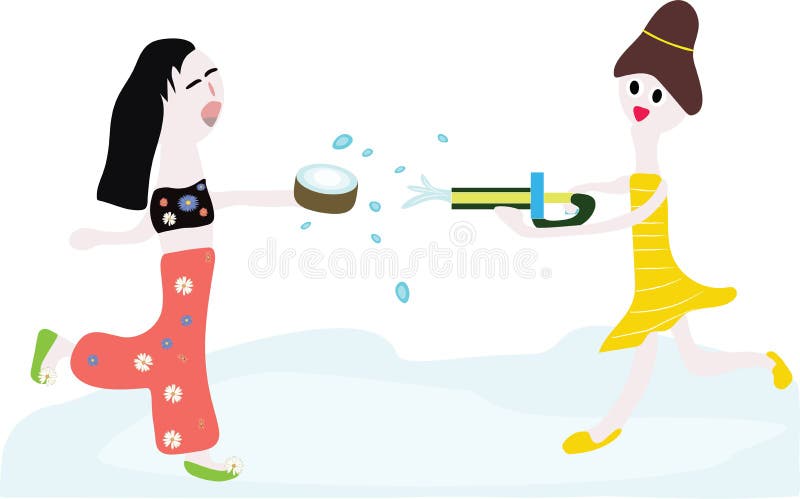 Two women splashing water to each other royalty free illustration Two women splashing water to each other royalty free illustration