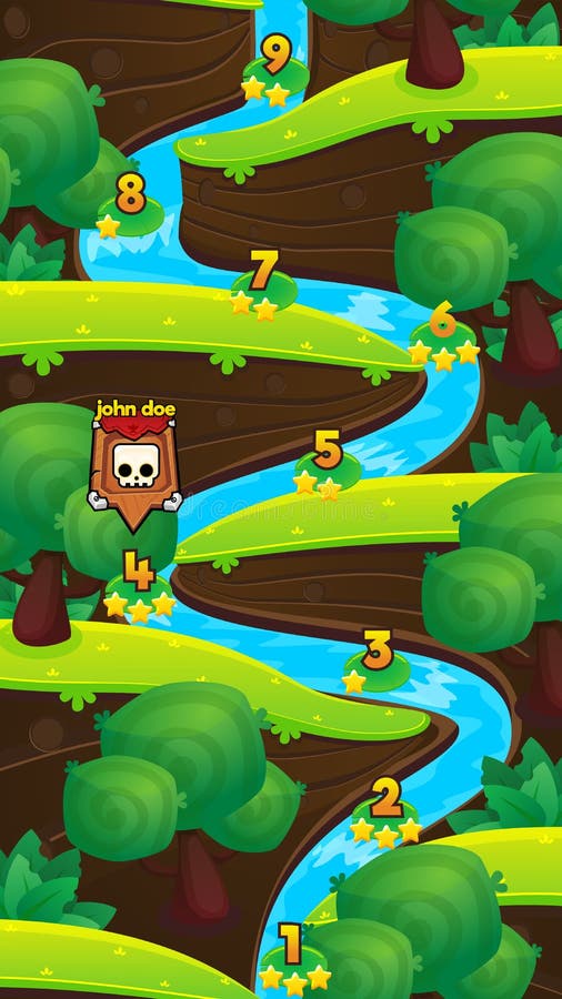 The River Vertical Game Level Map vector illustration