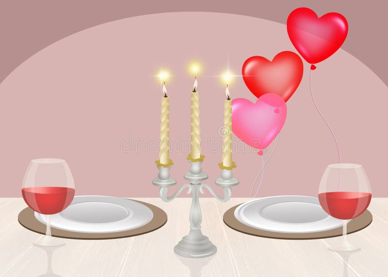 Illustration of romantic candlelit dinner royalty free illustration