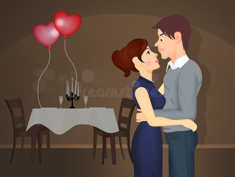 Romantic dinner for two royalty free illustration
