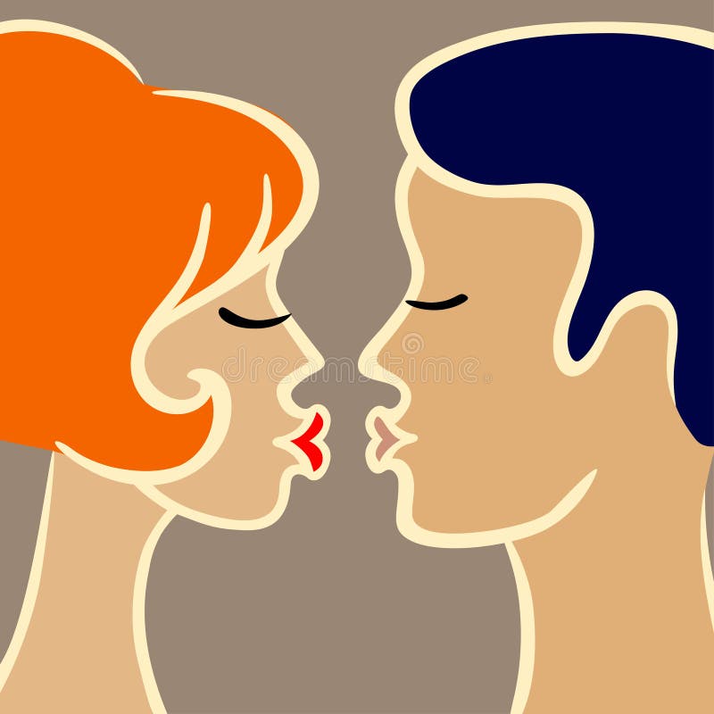 Illustration romantique de bande dessinée des couples de baiser illustration de vecteur Illustration romantique de bande dessinée des couples de baiser illustration de vecteur
