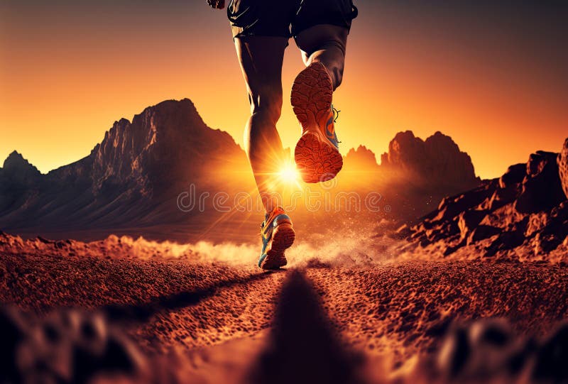 Illustration,runner S Feet Forward,image Generated by AI Stock