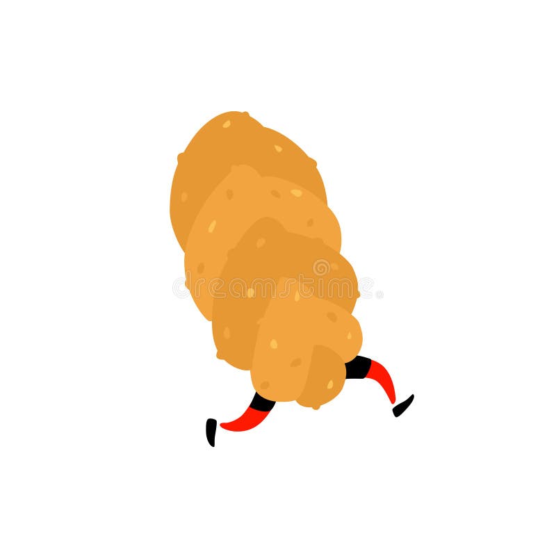 Illustration of a running character. Bread grain bread. Vector. Running crispy long loaf with legs. Icon for the site. Sign, logo stock illustration Illustration of a running character. Bread grain bread. Vector. Running crispy long loaf with legs. Icon for the site. Sign, logo stock illustration