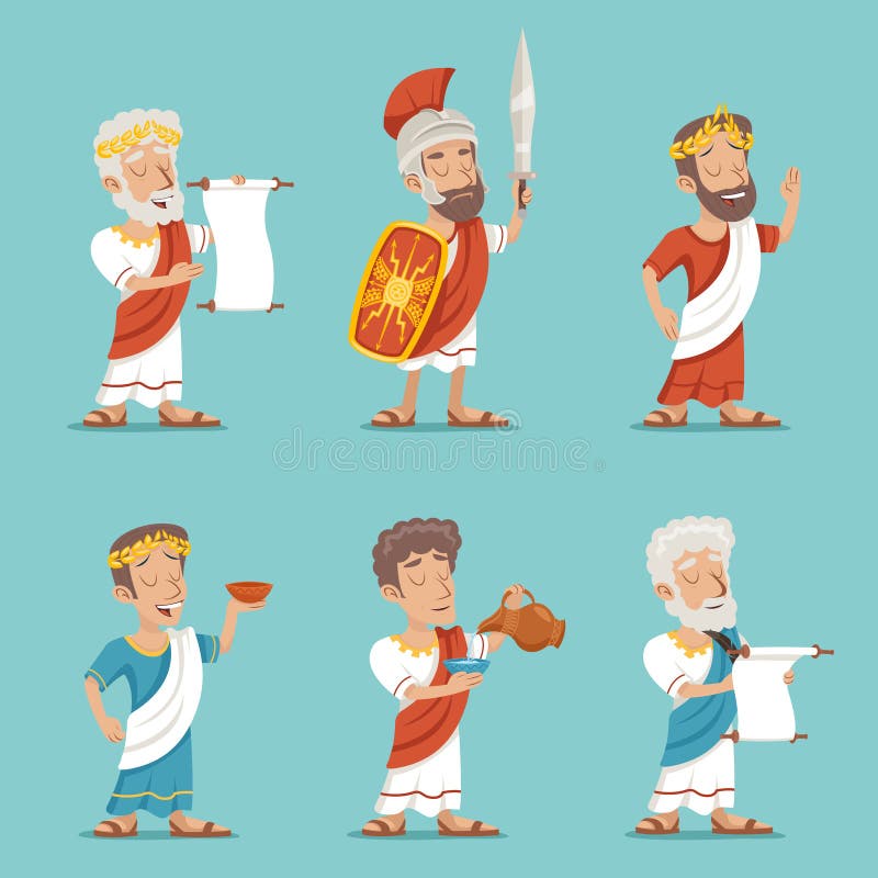 Illustration réglée de vecteur de conception de bande dessinée de Roman Retro Vintage Character Icon de Grec illustration libre de droits Illustration réglée de vecteur de conception de bande dessinée de Roman Retro Vintage Character Icon de Grec illustration libre de droits