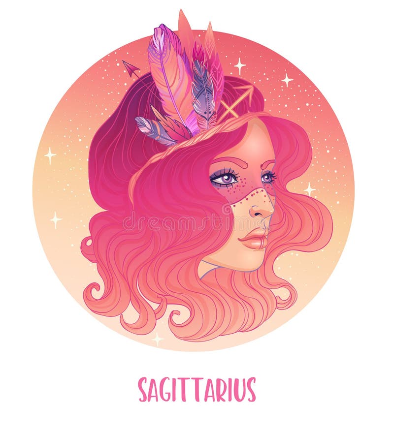 Illustration of Sagittarius Astrological Sign As a Beautiful Girl ...