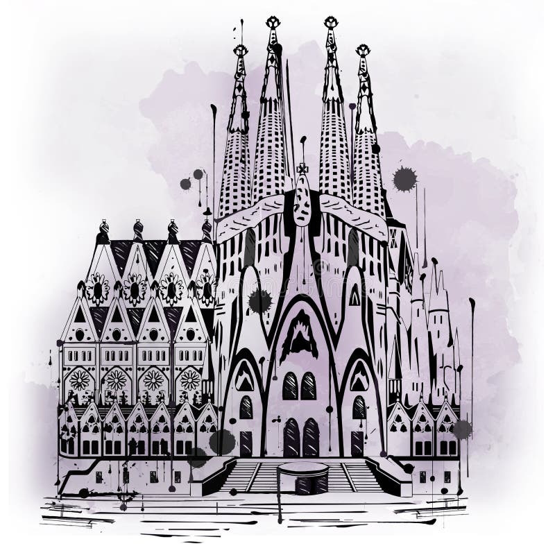 Illustration of Sagrada Familia in Barcelona