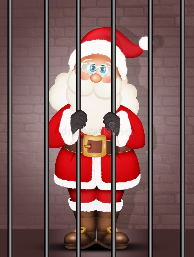 Illustration of Santa Claus in Prison Stock Illustration Illustration