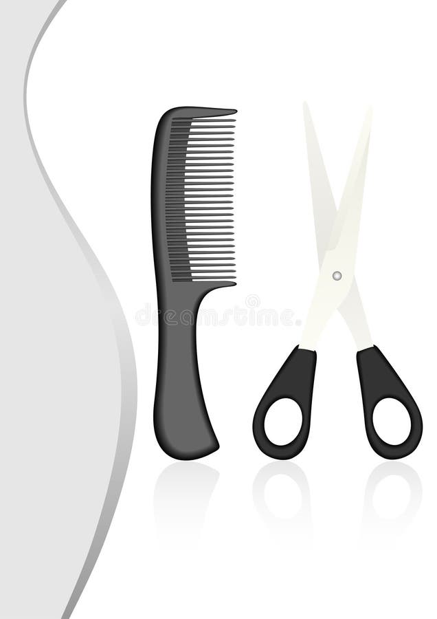 Illustration of scissors and comb royalty free illustration