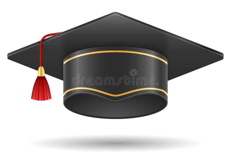 Illustration scolaire de vecteur de chapeau carré de taloche d'obtention du diplôme