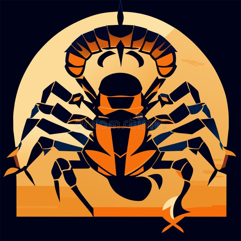 Illustration of a scorpion on a background of the full moon AI Generated vector illustration