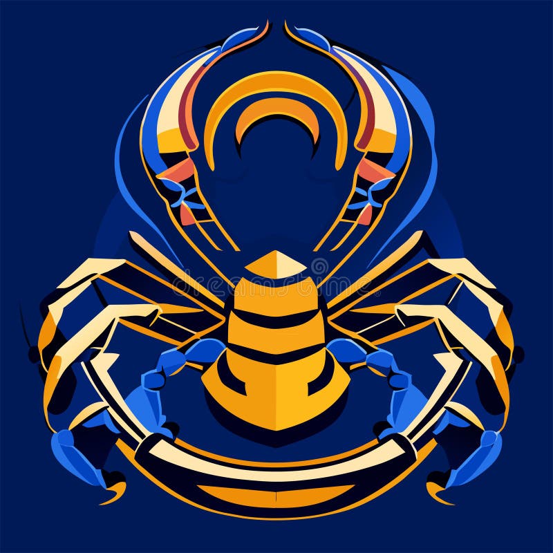 Illustration of a scorpion on a dark blue background. Vector illustration. AI generated royalty free illustration