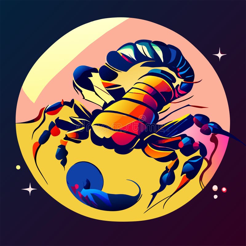 Illustration of a scorpion on the moon. Vector illustration. generative AI stock illustration