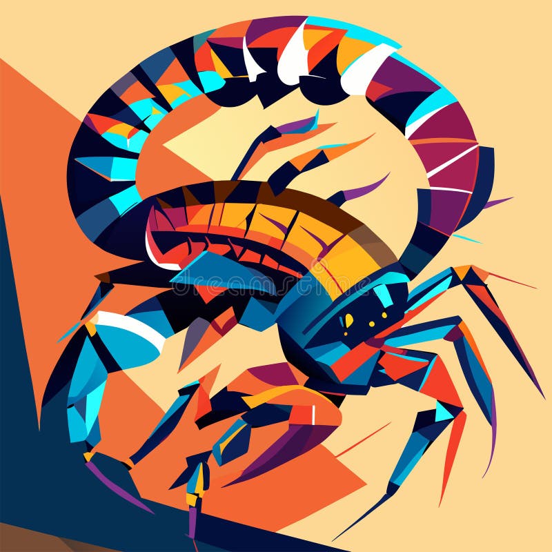 Illustration of a scorpion in the style of pop art. Generative AI royalty free illustration