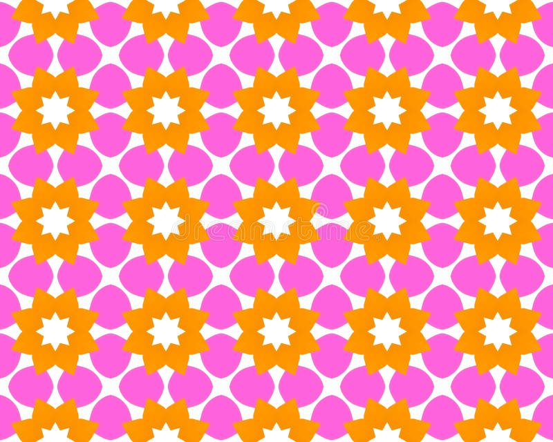 Illustration of a Seamless Tile Pattern with Orange and Pink Floral