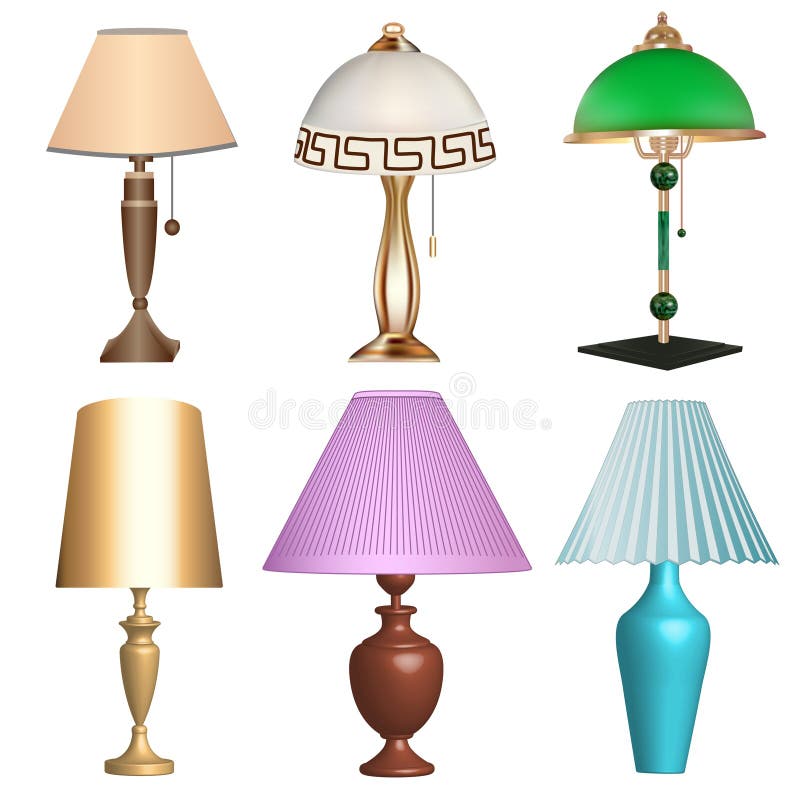 set of table lamps fixtures  on a white background