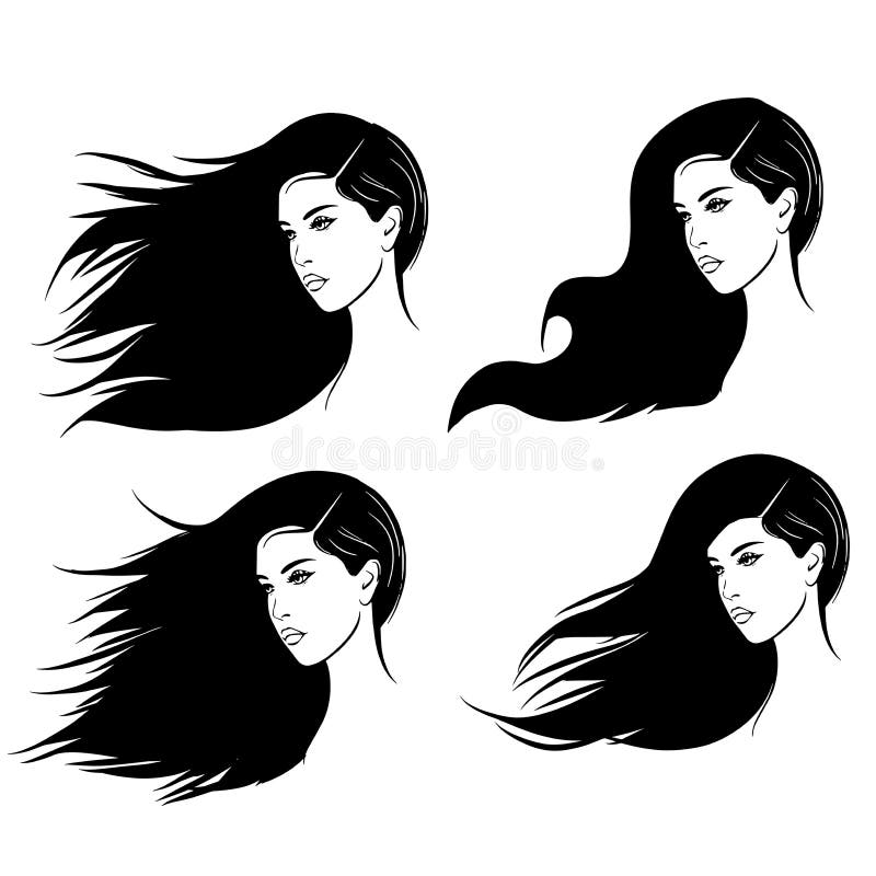 A Bundle Illustration of Girl with Long Hair on White Background Stock  Vector - Illustration of people, illustrations: 228158261