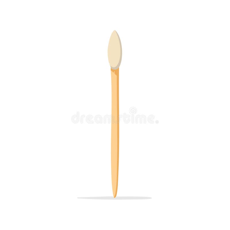 Illustration of a single makeup applicator brush with a rounded tip. Applicator stick vectors