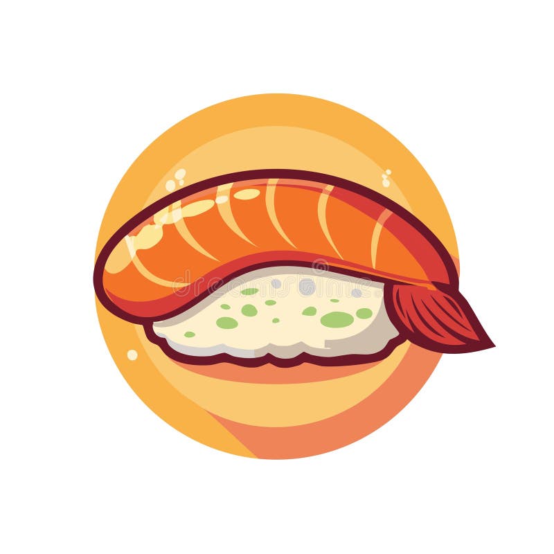 Illustration of a single piece of sushi, graphic design element stock illustration