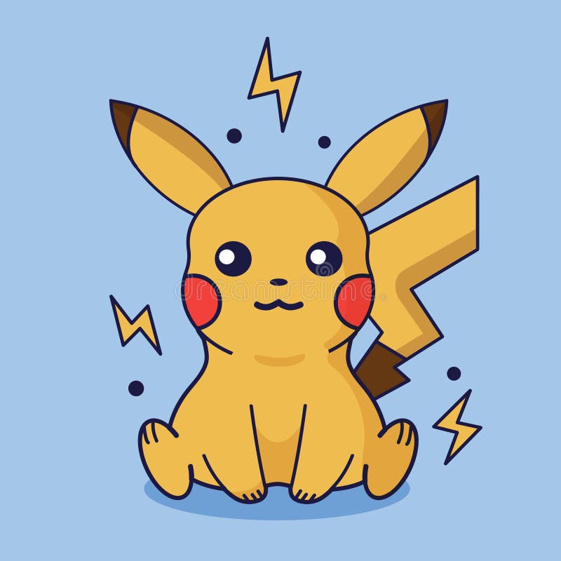 desenho animado Pikachu com orelhas e orelhas sentado em uma chão.  generativo ai. 28404274 Foto de stock no Vecteezy