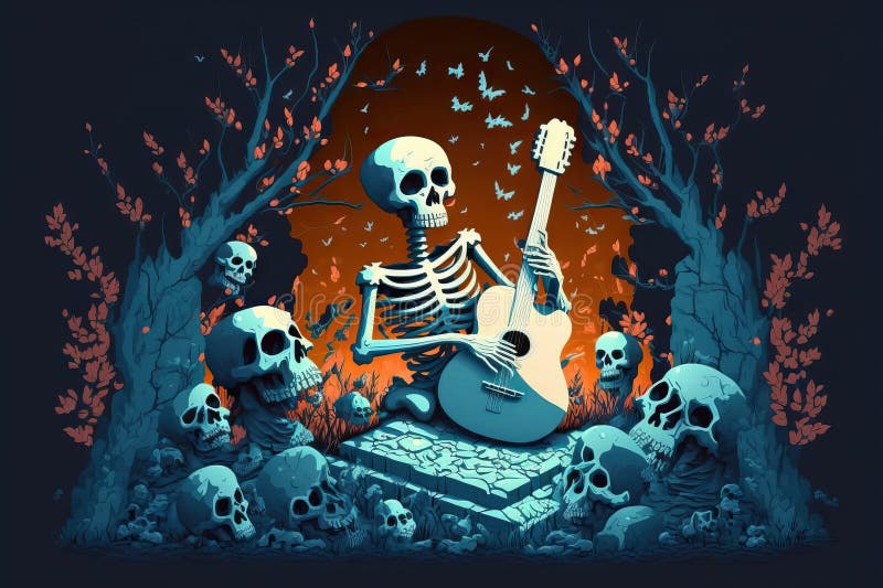 Skeleton Playing Guitar Stock Illustrations 490 Skeleton Playing