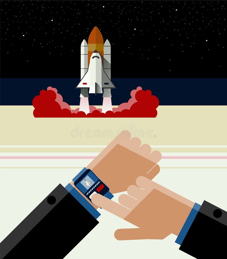 Illustration of Smart Watch and the Space Shuttle royalty free illustration Illustration of Smart Watch and the Space Shuttle royalty free illustration