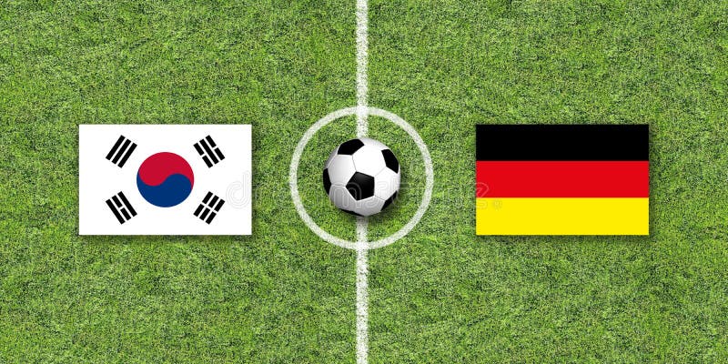 Illustration of a Soccer Game between South Korea and Germany Stock