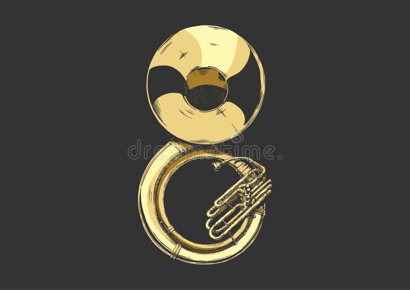 Illustration of sousaphone stock vector. Illustration of engraving