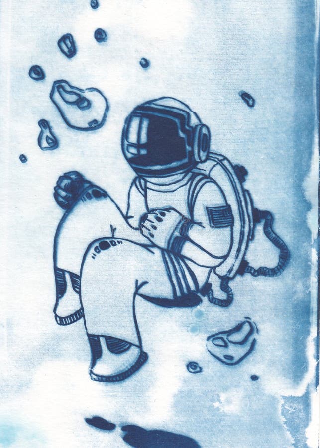 Illustration of Spaceman with spacesuit in the opening space. vector illustration