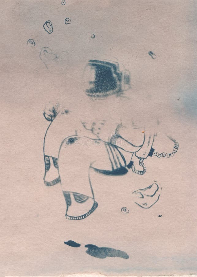 Illustration of Spaceman with spacesuit in the opening space. royalty free illustration