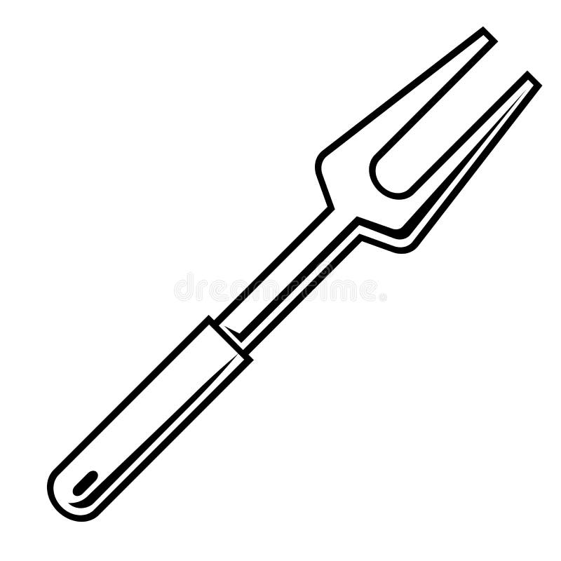 Illustration of Steel Cooking Fork. Stylized Kitchen and Restaurant