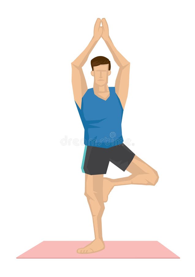 Illustration Of A Strong Man Practicing Yoga With A Tree Pose Stock Vector Illustration Of Health Energy Illustration Of A Strong Man Practicing Yoga With A Tree Pose Stock Vector Illustration Of Health Energy