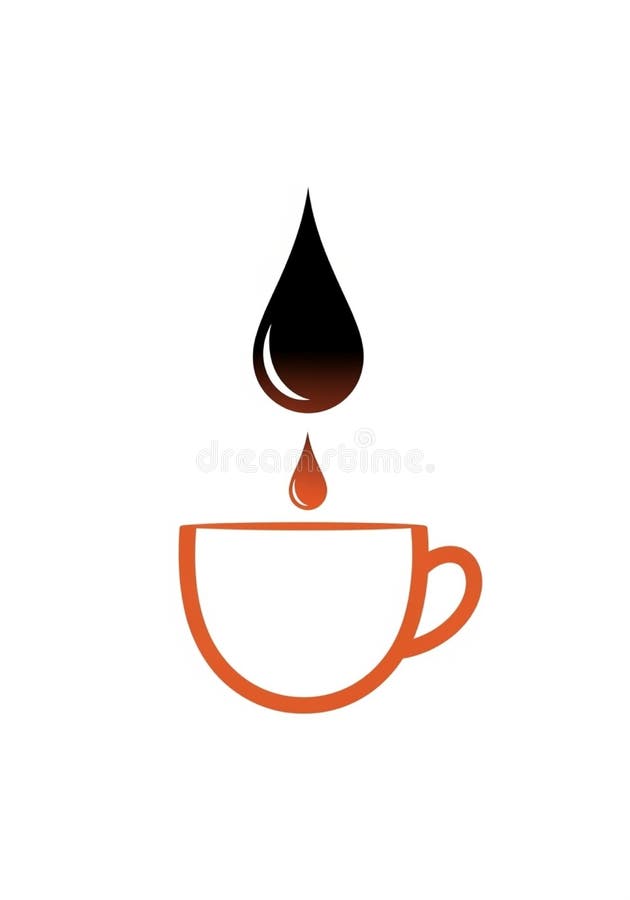 Illustration of a stylized coffee cup in orange with a large brown vector illustration