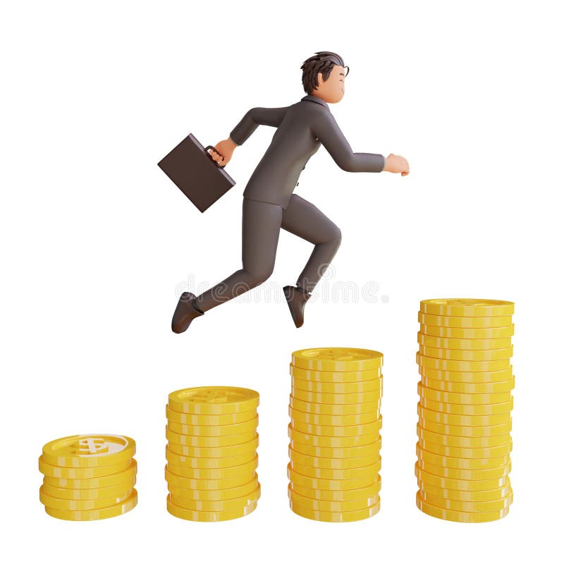 3d illustration successful bussinesman or investor presenting stack of money