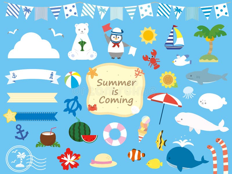 Summer set8 stock illustration Summer set8 stock illustration