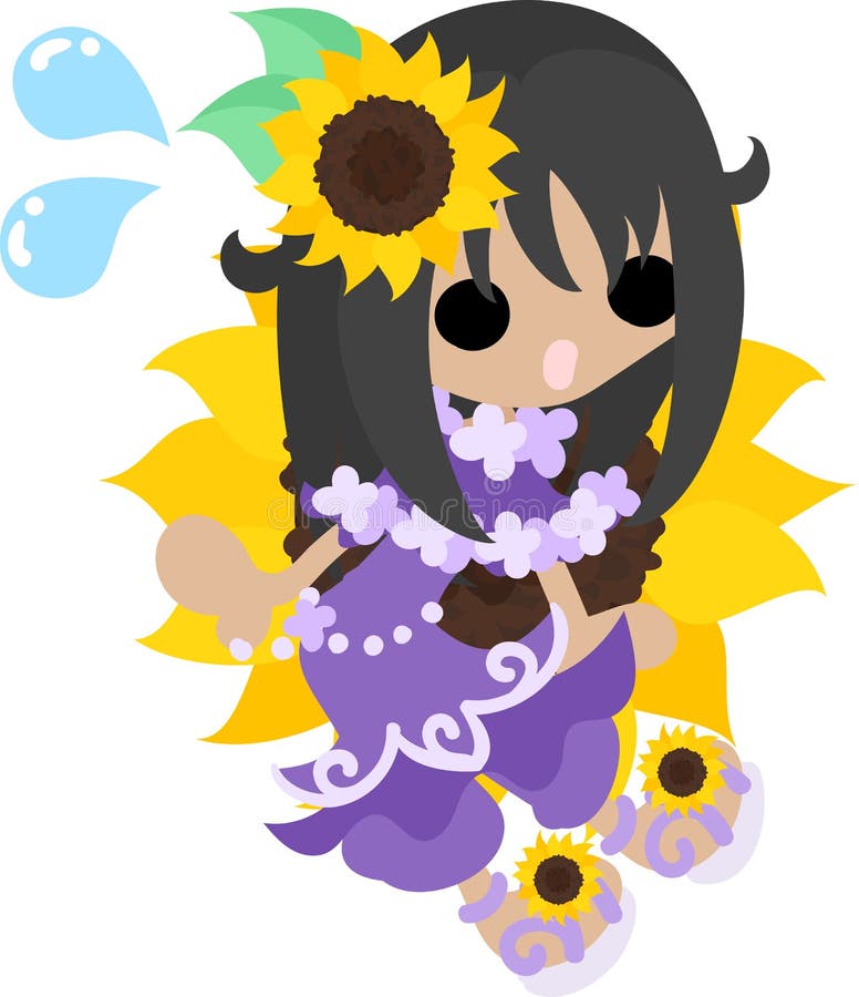 The Illustration of Sunflower Girl Stock Vector Illustration of girl