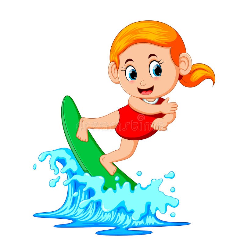 Surfer on blue Ocean stock illustration