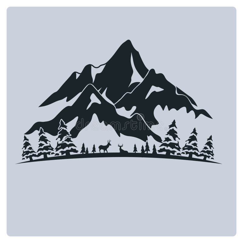 Illustration T Shirt And Logo Mountain Design Vintage ...