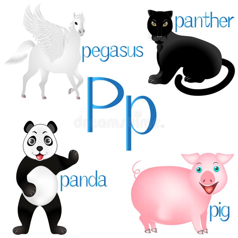 Illustration for Teaching Children the English Alphabet with Cartoon Animals. the Letter P. Stock Vector - Illustration of myth, animal: 78785121 Illustration for Teaching Children the English Alphabet with Cartoon Animals. the Letter P. Stock Vector - Illustration of myth, animal: 78785121