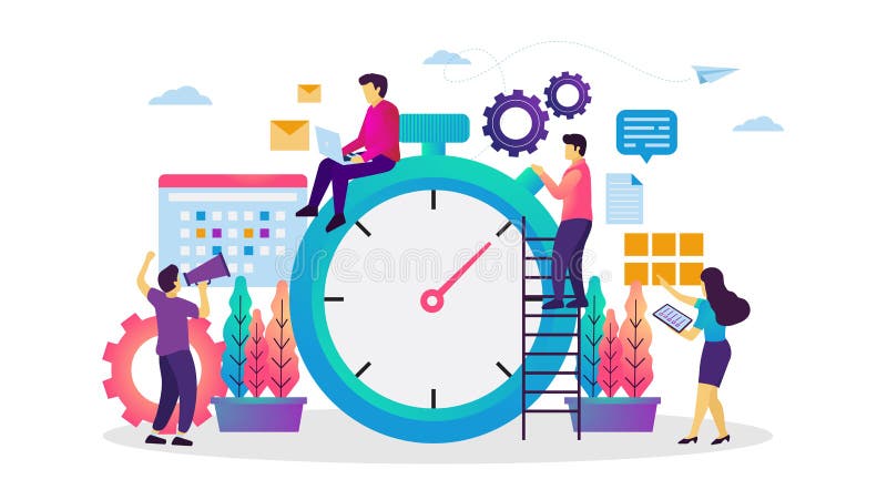 Illustration of time and schedule management. Organize working hours. vector illustration