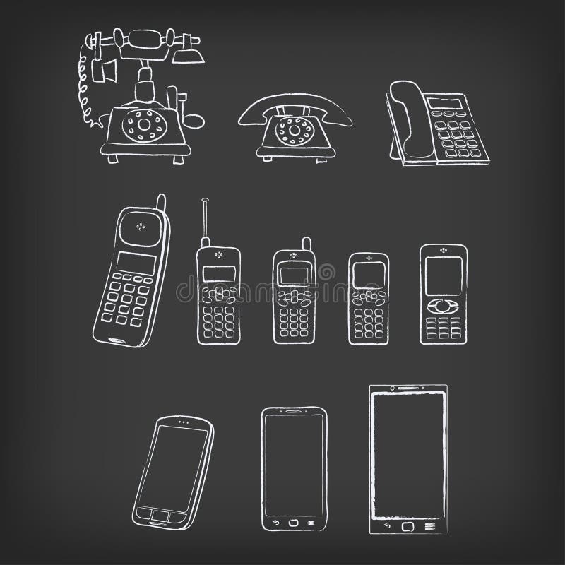 Illustration tirée par la main d'évolution de téléphone illustration stock Illustration tirée par la main d'évolution de téléphone illustration stock