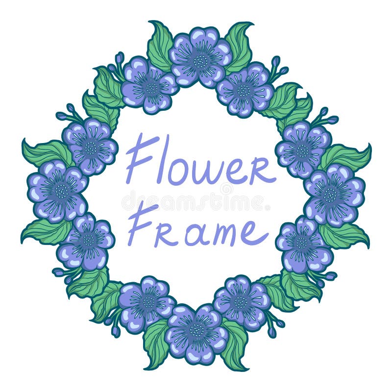 Illustration tirée par la main de cadre de cercle des fleurs pourpres en pastel illustration stock Illustration tirée par la main de cadre de cercle des fleurs pourpres en pastel illustration stock