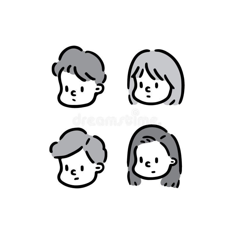 Illustration tirée par la main de vecteur d'ensemble de fille et de garçon de visage illustration de vecteur Illustration tirée par la main de vecteur d'ensemble de fille et de garçon de visage illustration de vecteur