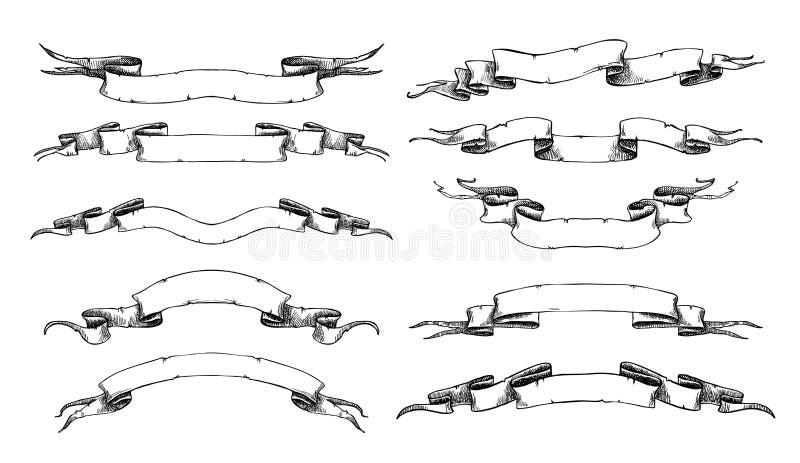 Illustration tirée par la main de vecteur - ensemble de rubans illustration de vecteur Illustration tirée par la main de vecteur - ensemble de rubans illustration de vecteur