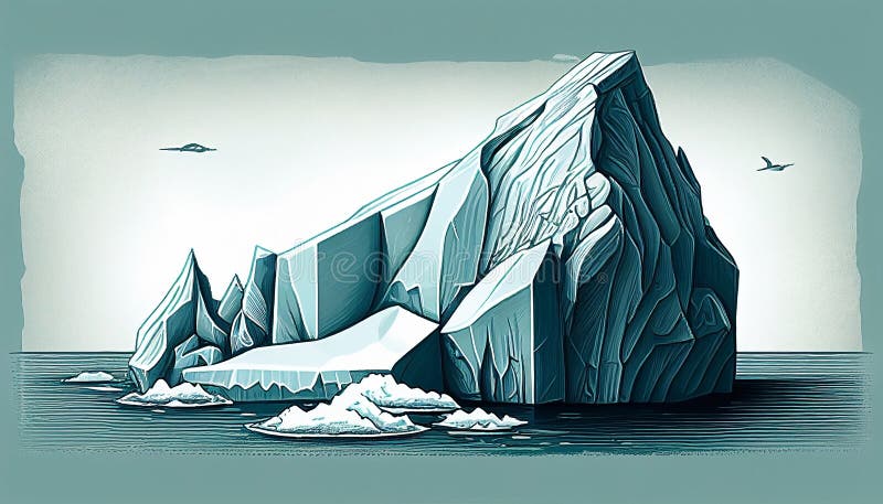 Hand Drawing Illustration of Iceberg Stock Illustration - Illustration ...