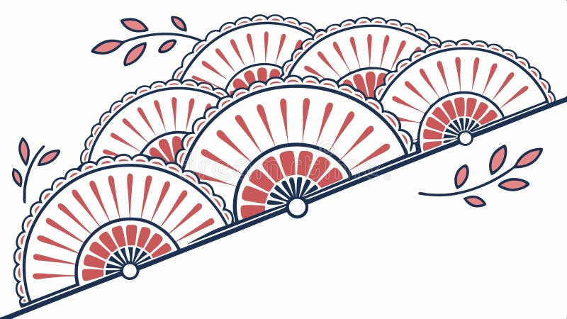 Illustration of traditional Japanese fans with floral patterns vector design Generative AI vector illustration