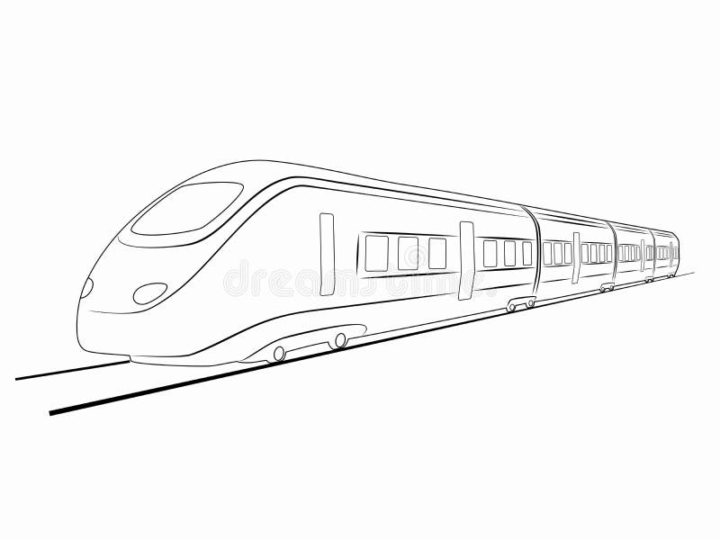 Linear sketch high speed train Stock Vector