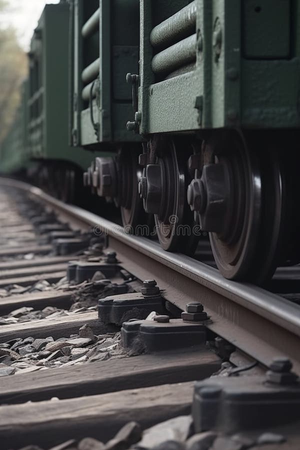 Illustration,train wheels on railway track,generative ai vector illustration