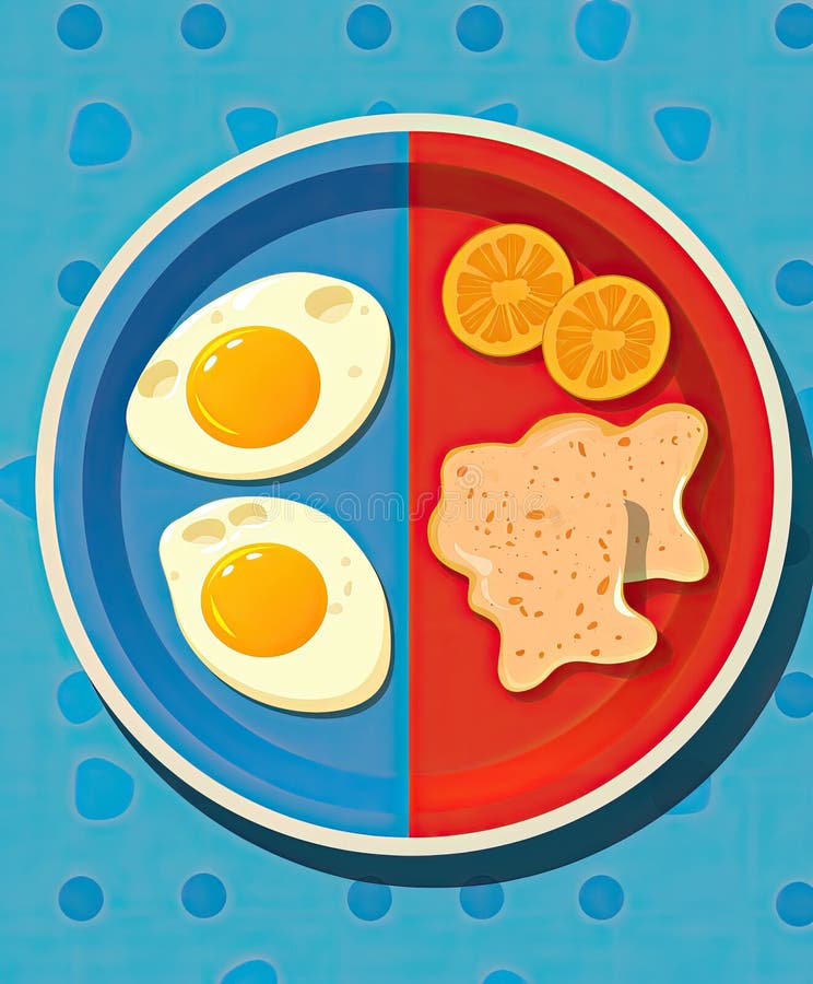 Illustration of Two Eggs on a Plate AI Generated Stock Illustration