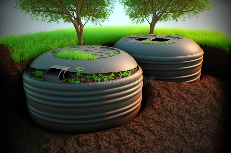 Two Plastic Underground Storage Tanks Placed Below, Industries