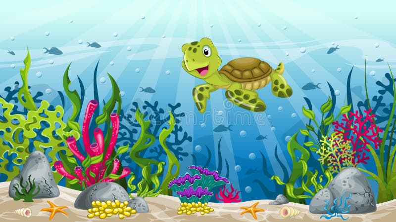 Illustration of underwater landscape royalty free illustration